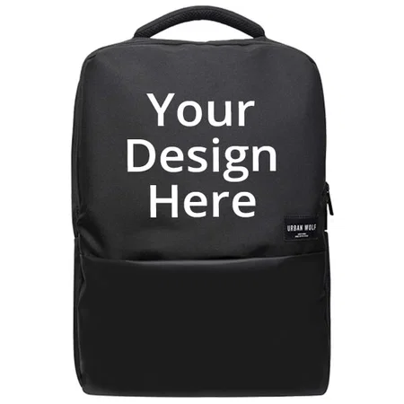 Black Customized Urban Wolf 30L Dual Compartment Water Resistant Laptop Backpack