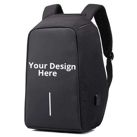 Black Customized Unisex Bag with USB Charging Port