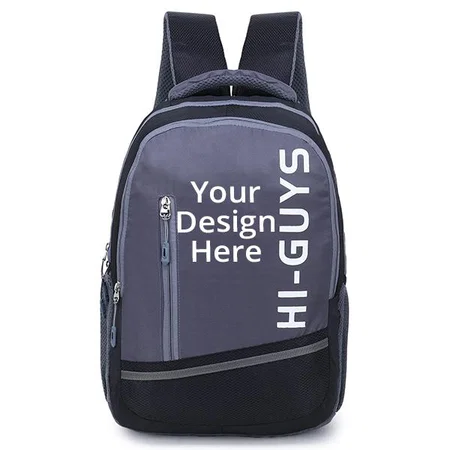Black Grey Customized Laptop Waterproof Casual Travel Bagpack