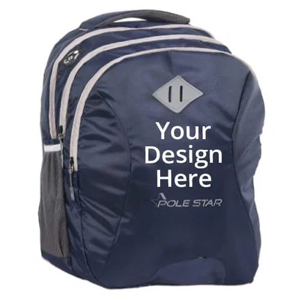 Navy Blue Customized POLESTAR 34 L Backpack with 15.6" laptop compartment and rain cover