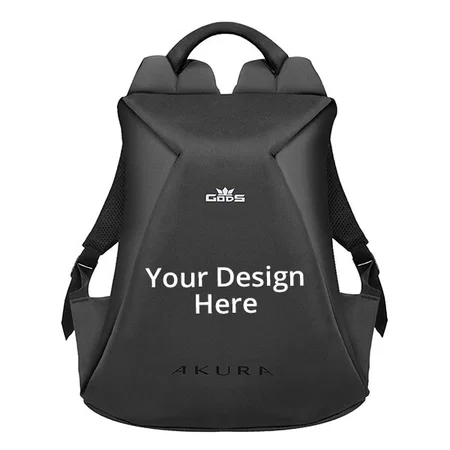Black Customized Akura 22 Litre Anti-Theft 15.6 inch Laptop Backpack, Water Resistant Fabric, Autolock Zippers, Sunglass Compartment, Quick-Access to Power Bank