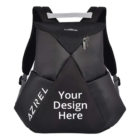 Black Customized Azrel 15.6 Inch 20 Litre Laptop Backpack, Mini Organizer/Quick Access/Bottle Pocket, Theft and Pickpocketing Protection, Water Repellent Fabric