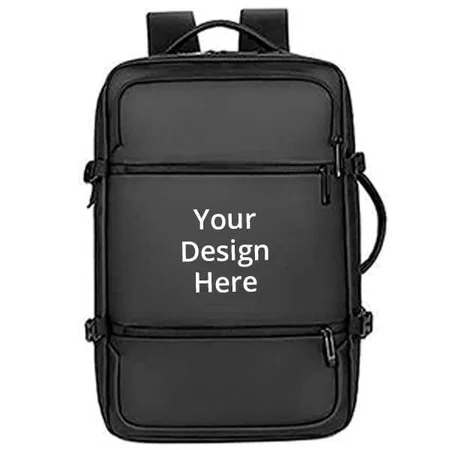 Black Customized 15.6" Waterproof Anti-Theft Laptop Bag 27L, Expandable, External USB