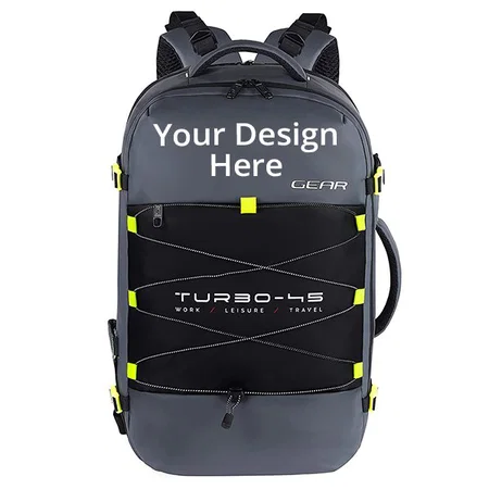 Grey Customized Gear Turbo 45 Litres Expandable Travel Laptop Backpack with RainCover
