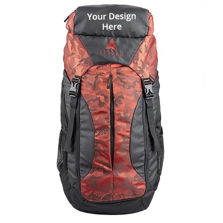 Red Customized 55L Travel Backpack For Outdoor Sport Camp Hiking Trekking Bag Camping Rucksack Water Resistant