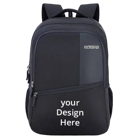 Blue Customized American Tourister Backpack 28 Ltrs, Volume, Laptop Compartment with Bottle Pocket