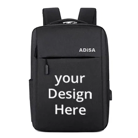 Black Customized Large Laptop Backpack for Office, College Travel Back Pack with USB Port