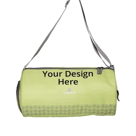 Green Customized Gym Bag, Multipurpose Polyester Sports Bag with Shoe Compartment