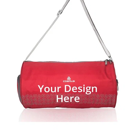Red Customized Gym Bag, Multipurpose Polyester Sports Bag with Shoe Compartment