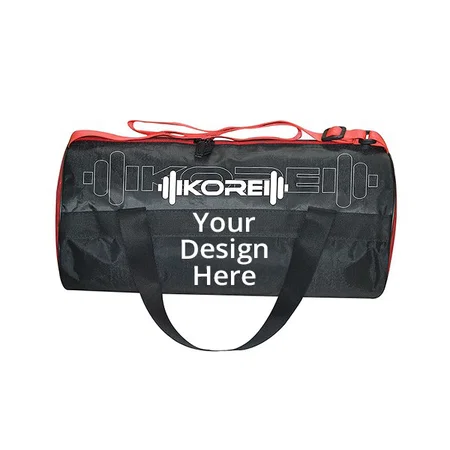 Red Black Customized Gym Bag with Carry Handel (Dimensions -45 x 24 x 24 cm, Weight- 300 gm, Material-Tetron)
