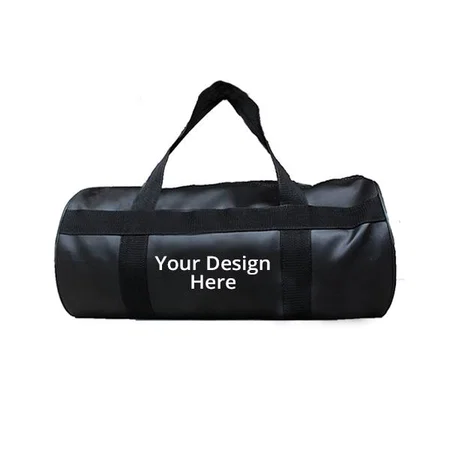 Black Customized Gym Bag Pu Leather Duffel Gym Bag &amp; Sports Bag (Bag Size 38 cm X 22 cm X 22 cm)