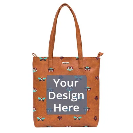 Brown Customized Owl Eyes Embroidered Tote Bag