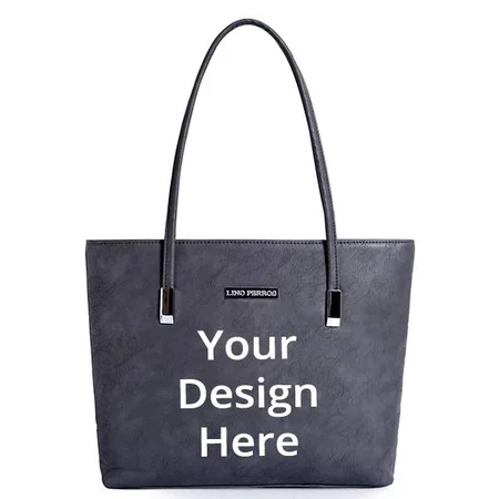 Grey Customized Lino Perros Women's Artificial Leather Tote Bag