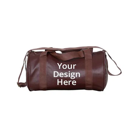 Brown Customized Leather Sports and Duffel Fitness Gym Bag