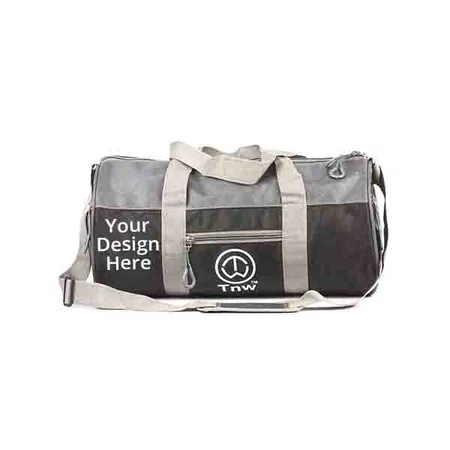 Grey Customized Polyster Gym Duffel Bag (Dimensions -45 cm x 23cm x23cm)
