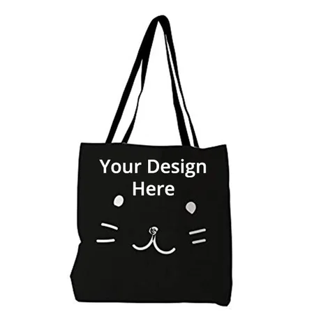 Black Customized Women Canvas Tote Bag