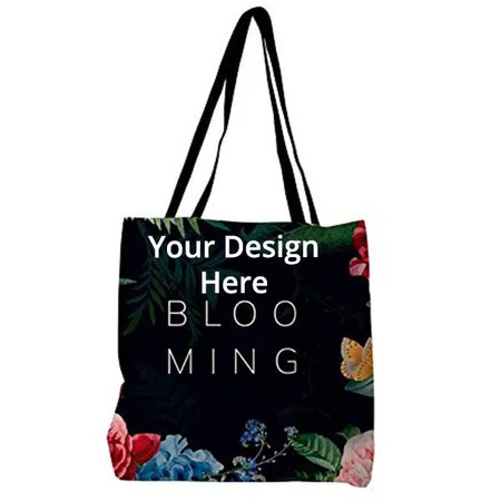 Black Floral Customized Canvas Tote Bag