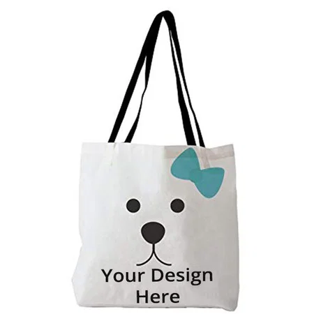 White Puppy Customized Canvas Tote Bag