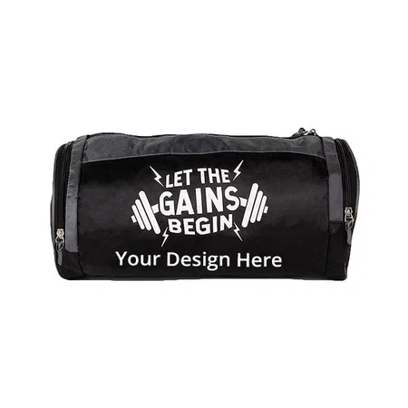 Black Customized Sports Combo of Gym Bag with Shoe Compartment, Gym Gloves and Shaker Bottle (Gym &amp; Fitness Kit)