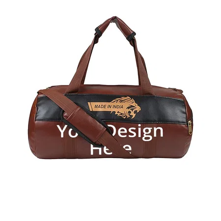 Brown Customized Leather Gym Bag - Duffel Bag for Fitness Freaks