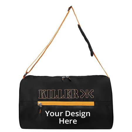 Black Customized 35 Litre Water Resistance Polyester Gym Bag