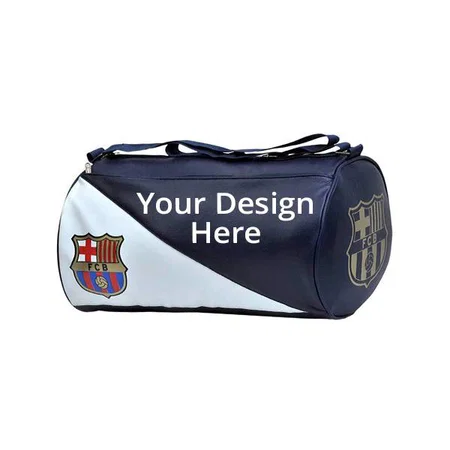 White Customized Sports PU Leather Gym Bag (Capacity - 25 Litres, Dimensions - 45 cm X 25 cm X 25 cm)