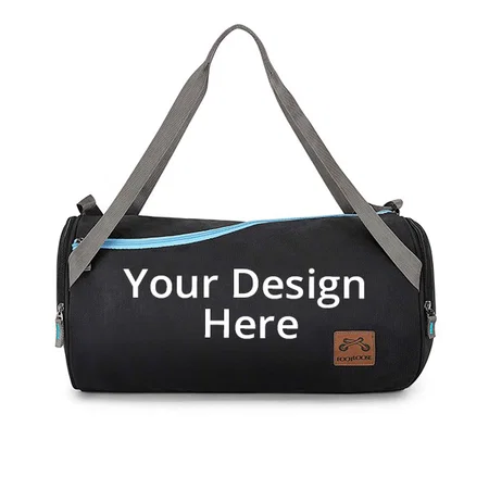 Black Customized Polyester 42 cms Gym Bag (Capacity -18 Liters, Weight - 348 grams, Dimensions -42 cm x 23 cm x 23cm)