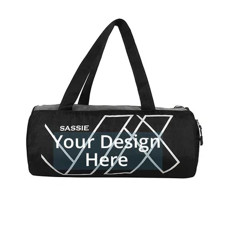 Black Customized Polyester 8.66 inches Soft Duffle Bag