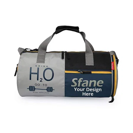 Blue Customized Polyester Duffle/Gym Bag/Shoulder Bag for Men &amp; Women with Separate Shoes Compartment