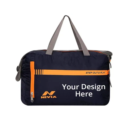 Navy And Orange Customized Gym Bag