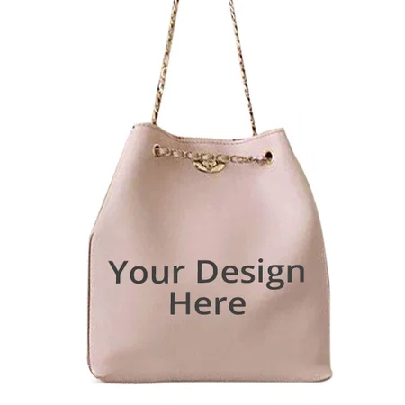 Peach Customized Stylish Women Medium Handbag Chain Strap