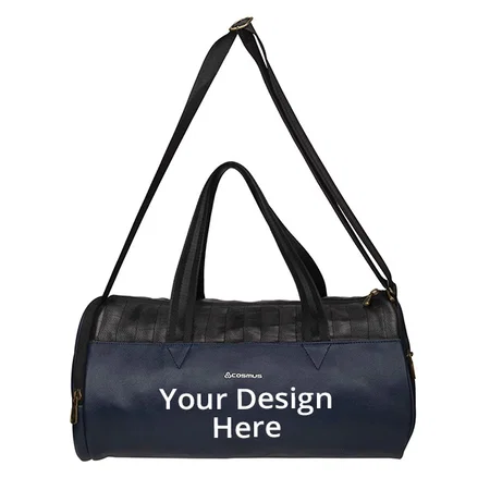 Blue Customized Leatherite 22 Litre Gym Bag with Separate Shoe Compartment
