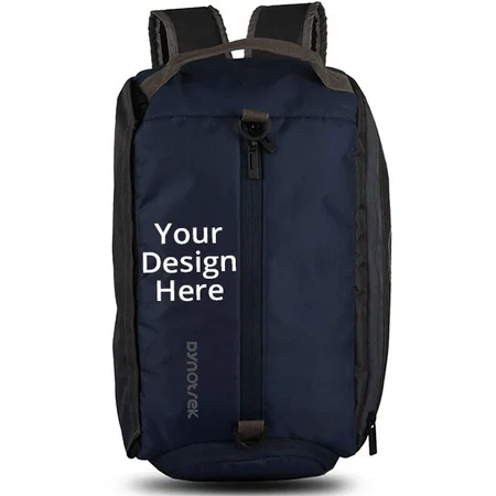 Navy Blue And Black Customized Sports Duffle Gym Bag for Men &amp; Women with Shoes Compartment
