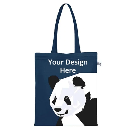 Navy Blue Customized Eco-friendly Zipper Canvas Tote Bag