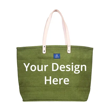 Olive Green Customized Solid Reusable Shoulder Bag with Top Zip, Inner Zip Pockets