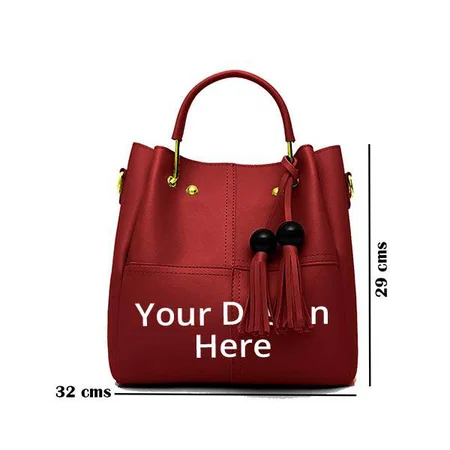 Maroon Customized Women's Handbag (Set of 3)