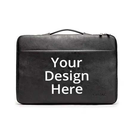 Black Customized Protective PU Leather Bag Sleeve for 13.5 inch Laptop