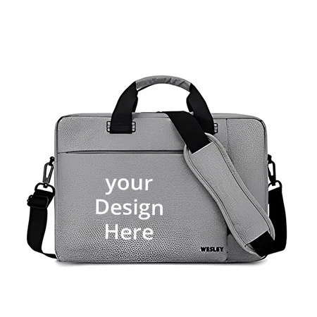 Grey Customized Office Laptop 15.6 Inch Briefcase Messenger Sling Bag