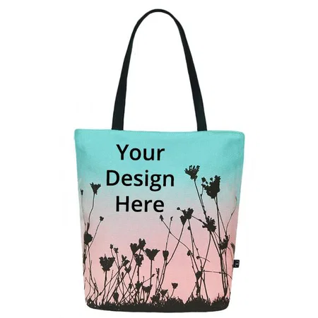 Blue Customized Organic Cotton Waterproof Stylish Canvas Tote Hand Bag with Recycled Lining and Handles