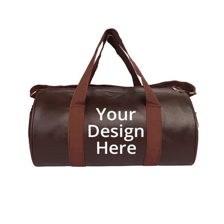 Brown Customized Polyester Gym Duffle Bag with Shoulder Strap