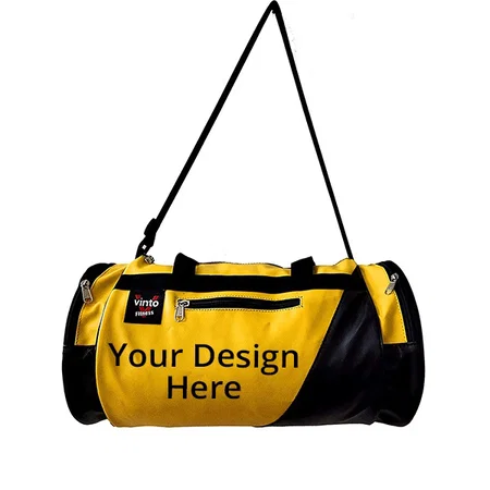 Yellow Customized Faux Leather Gym Bag