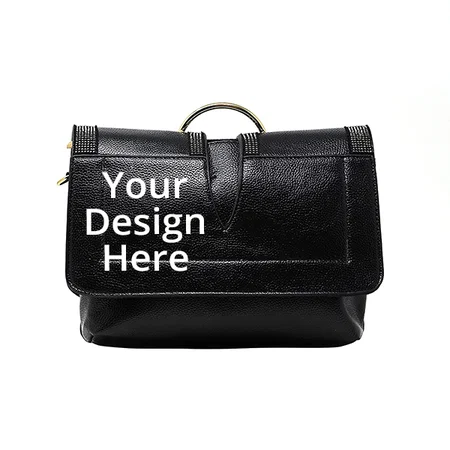 Black Customized Casual Women Handbag with Strap
