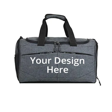 Dark Grey Customized Polyester Gym Sports Duffle Bag with Wet Pocket