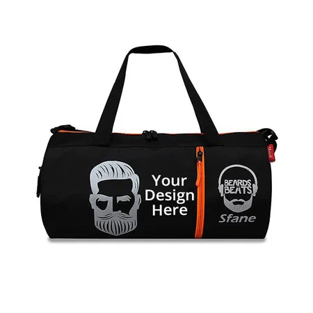 Black Customized Men &amp; Women Mustache Printed Sports Duffle Gym Bag