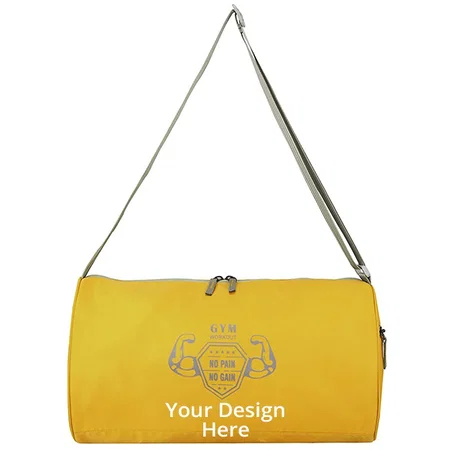 Yellow Customized TUFFGEAR Polyester 17 Inches Gym Duffle Bag