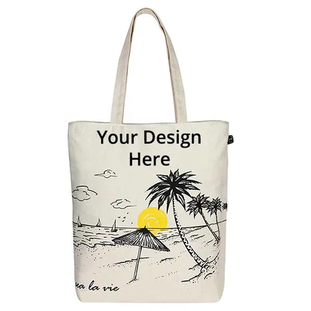 White Customized Organic Cotton Tote Bag