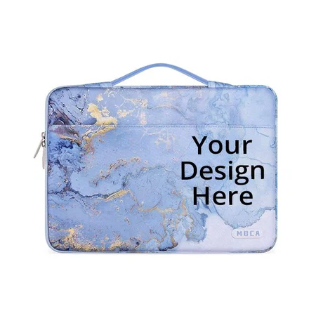 Aquatic Blue Customized Waterproof Velvety Interior Sleeve Bag Pouch Carry Case for 13.3" inch Laptop Sleeve