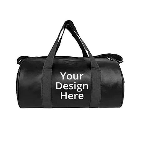Black Customized Duffle &amp; Gym Bag Size, Premium Leatherette Fabric, 43 cm x 23 cm x 23 cm