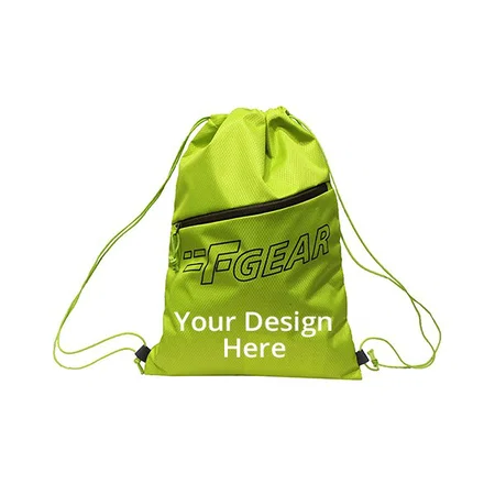 Green Customized F Gear Drawstring Gym Bag (Dimensions - 17’’x 13’’)
