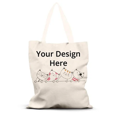 White Customized Cute Cats Canvas Tote Bag (14 x 16 inch)